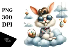 Quirky Bunny with Sunglasses PNG Product Image 1