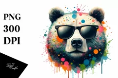 Quirky Colorful Watercolor Bear | Clipart Product Image 1