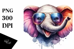 Funny Cute Elephant Portrait | Watercolor Clipart Product Image 3