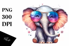 Funny Cute Elephant Portrait | Watercolor Clipart Product Image 3