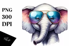 Funny Cute Elephant Portrait | Watercolor Clipart Product Image 1