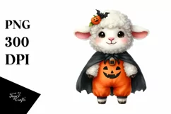 Funny Baby Lamb in Halloween Costume Clipart Product Image 3