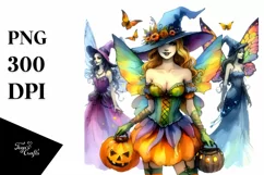 Vibrant Fairy Dressed for Halloween | Sublimation | Clipart Product Image 1