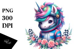 Colorful Baby Unicorn in Racer&#039;s Suit Product Image 1