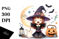 Witch with Cat PNG Product Image 1