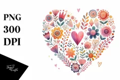 Colorful Boho Valentines Heart PNG Product Image 1