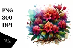 Stained Rhododendron Wooden | Sublimation | Clipart Product Image 3