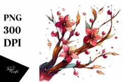 Stained Cherry Blossom Wooden | Sublimation | Clipart Product Image 1