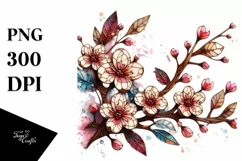 Stained Cherry Blossom Wooden | Sublimation | Clipart Product Image 3