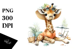 Baby Giraffe in Beachwear, PNG Product Image 1