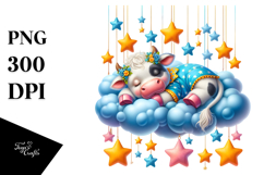 Whimsical Baby Cow Sleeping on Cloud Product Image 1
