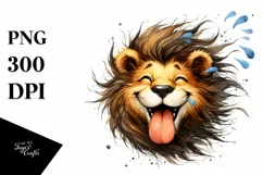 Funny Cute Lion Portrait | Watercolor Clipart Product Image 1