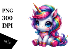 Cute Unicorn Sitting PNG Product Image 1