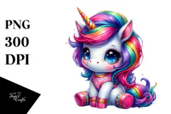 Cute Unicorn Sitting PNG Product Image 1