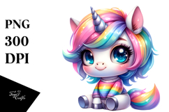 Cute Unicorn Sitting PNG Product Image 1
