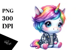 Cute Unicorn Sitting PNG Product Image 1