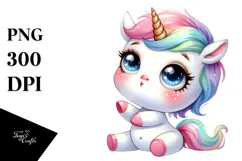 Funny Baby Face Unicorn PNG Product Image 1