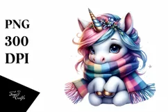 Colorful Baby Unicorn with Winter Scarf Product Image 1