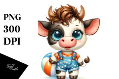 Cute Energetic Baby Cow, High-Res PNG Product Image 1