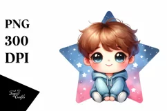 Watercolor Small Smiling Star | Sublimation | Clipart Product Image 1