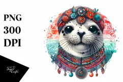 Funny Cute Seal Portrait | Watercolor Clipart Product Image 3