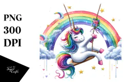 Colorful Unicorn Swinging, PNG Product Image 1