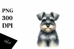 Watercolor Miniature Schnauzer with Christmas Decorations, Product Image 3