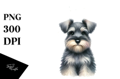 Watercolor Miniature Schnauzer with Christmas Decorations, Product Image 1