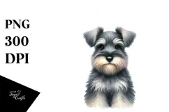 Watercolor Miniature Schnauzer with Christmas Decorations, Product Image 1