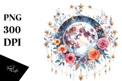 Vibrant Boho Moon with Flowers Stars Product Image 1