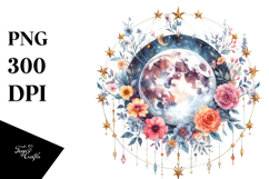 Vibrant Boho Moon with Flowers Stars Product Image 1