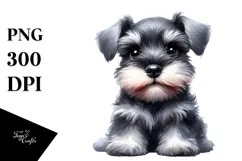 Cute Miniature Schnauzer Watercolor PNG Product Image 1