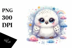 Smiling Baby Snowy Owl Stars Clouds Product Image 3