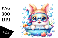 Vibrant Baby Bunny Snorkeling PNG Product Image 1