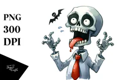 Funny Halloween Clipart with Undead PNG Product Image 1