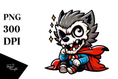 Aggressive Skull with Cape, Cartoon PNG Product Image 1