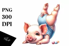 Pastel Cute Baby Pig Playing Gymnastics | Sublimation Product Image 3
