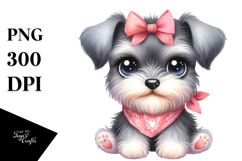 Watercolor Baby Cartoon Miniature Schnauzer with Big Eyes, Product Image 1