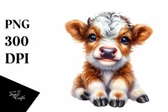 Smiling Baby Highland Cow on Star | Clipart Product Image 3