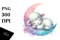 Cute Pastel Lamb Sleeping on the Moon Product Image 1
