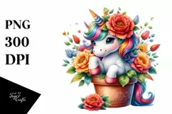 Colorful Baby Unicorn in Flower Pot Product Image 3