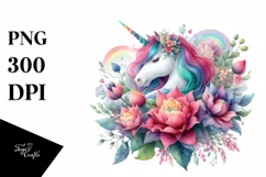 Colorful Unicorn Flower | Sublimation | Clipart Product Image 3