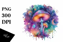 Colorful Watercolor Mushroom Splash | Sublimation Clipart Product Image 1