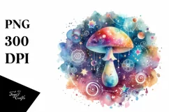 Colorful Watercolor Mushroom Splash | Sublimation Clipart Product Image 1