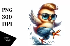 Jumping Chicken in Watercolor PNG Product Image 3