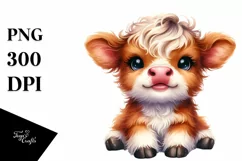 Smiling Baby Highland Cow on Star | Clipart Product Image 3