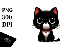 Funny Black Cat Digital Painting PNG Product Image 1
