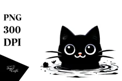 Funny Black Cat, Digital Painting PNG Product Image 1