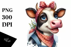 Cow Sublimation Clipart Cow Portrait Product Image 1