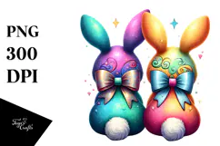 Colorful Stilysed Bunnies, PNG Product Image 1